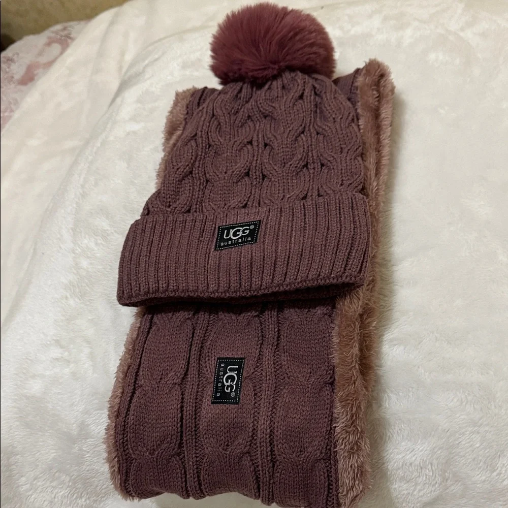 NWOT UGG Knit Infinity Beanie and Scarf Set - the color is Mauve - Picture 4 of 6